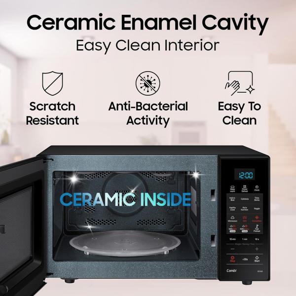 Samsung 21 L Convection Microwave Oven ( Black Various Cooking Modes Pre heat Eco Mode Power Defrost Auto Cook Wire Rack Ceramic Enamel Cavity with 10 year warranty)