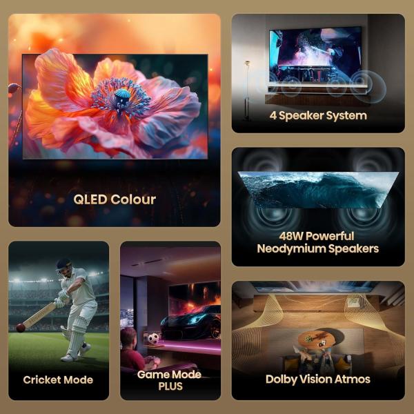 Hisense 108 cm (43 inches) E75Q Series 4K Ultra HD Smart 48W Speakers QLED TV 43E75Q (Black)