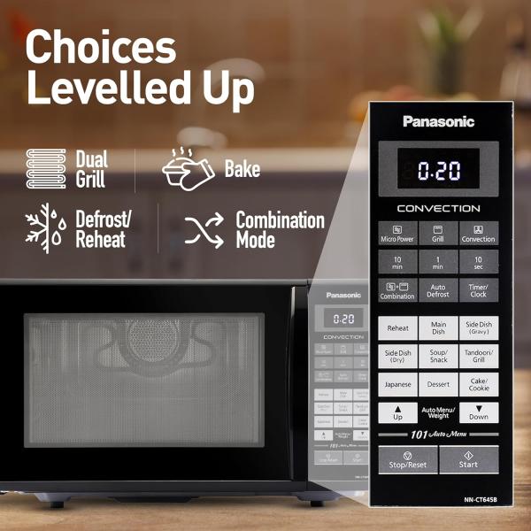 Panasonic 27L Convection Microwave Oven(NN-CT645BFDG,,Black Mirror, 360° Heat Wrap, Magic Grill)