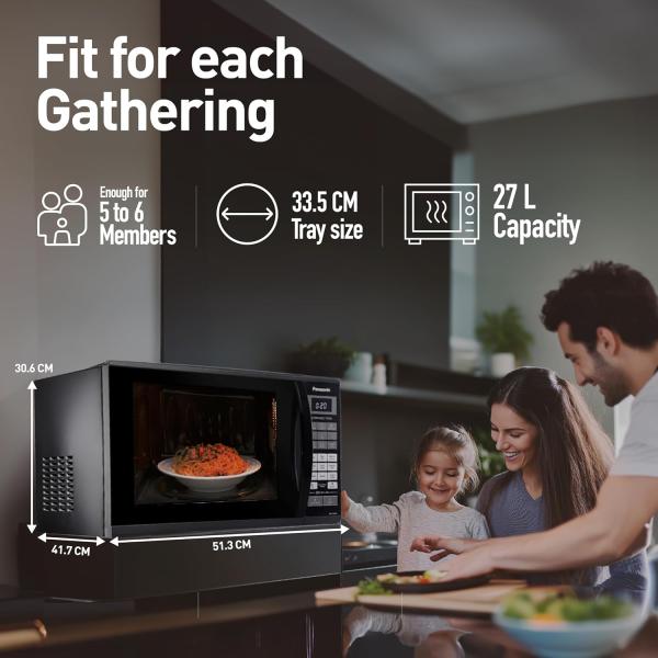 Panasonic 27L Convection Microwave Oven(NN-CT645BFDG,,Black Mirror, 360° Heat Wrap, Magic Grill)