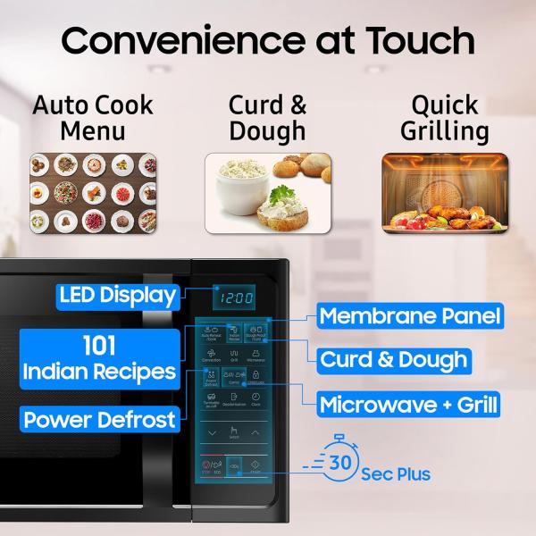 Samsung 28L, Convection Microwave Oven with Curd Making(MC28A5013AK/TL, Black, 10 Yr warranty)