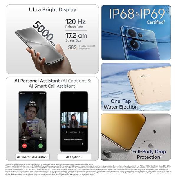 Vivo V60 5G (Mist Gray, 8GB RAM, 256GB Storage)