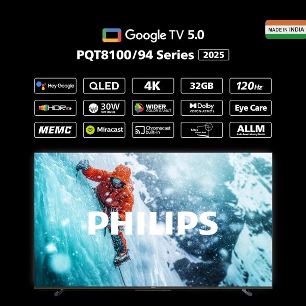 Philips 127 cm (50 inches) 8100 Series 4K Ultra HD Smart QLED Google TV 50PQT8100/94