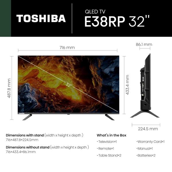 TOSHIBA 80 cm (32 inches) E38RP Series Full HD Ready Smart QLED Google TV 32E38RP