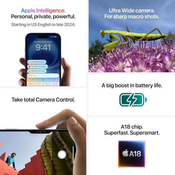 iPhone 16 Plus 128 GB: 5G Mobile Phone with Camera Control, A18 Chip and a Big Boost in Battery Life. Works with AirPods; Teal