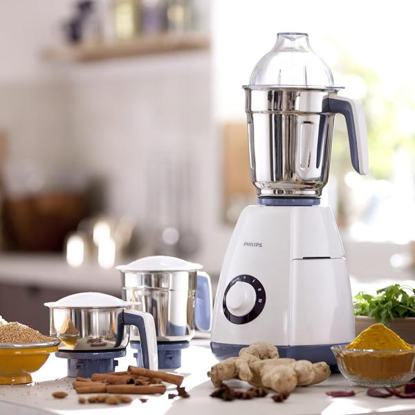 Philips Stainless Steel Viva Collection HL7701/00 Mixer Grinder, 750 Watts, 4 Jars (Elegant Lavender and White)
