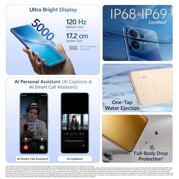 Vivo V60 5G (Moonlit Blue, 8GB RAM, 256GB Storage)