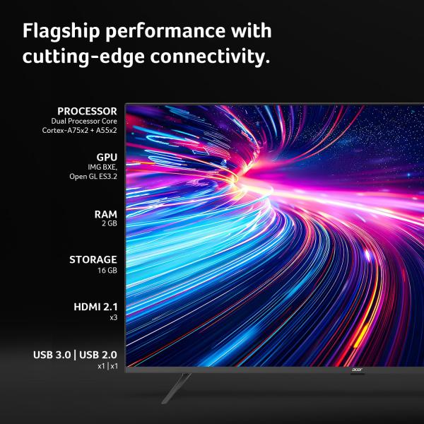 acer 109 cm (43 inches) Super Series 4K Ultra HD Smart QLED Google TV AR43QDXGU2875AT (Black)