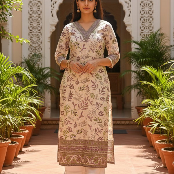 Women's Pure Cotton Chikankari Emrboidery Kurti With Pant