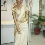  Kerala Kasavu Pure Cotton White Cream Saree