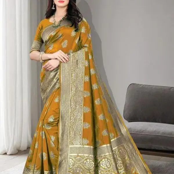  Trendy Jacquard Woven Litchi Silk Banarasi Saree
