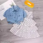 Girls White Frocks And Dress With Ice Jacket