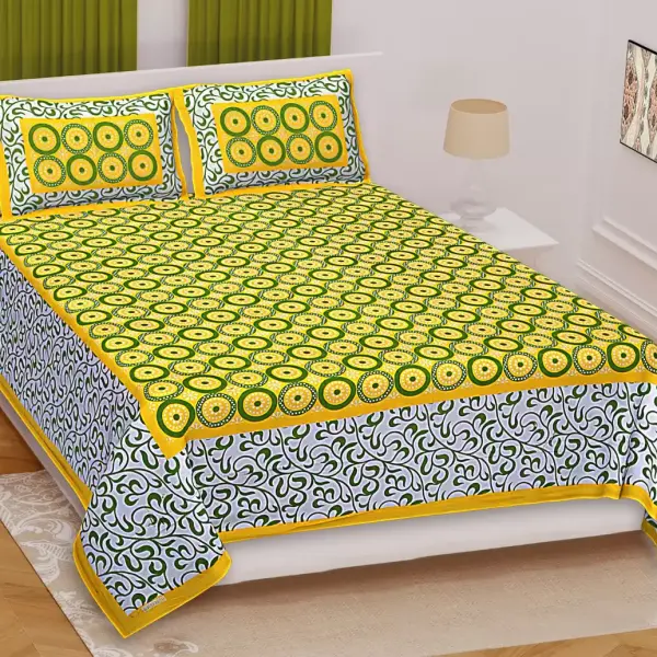 Cotton Double Bedsheet (Pack of 1, Yellow)