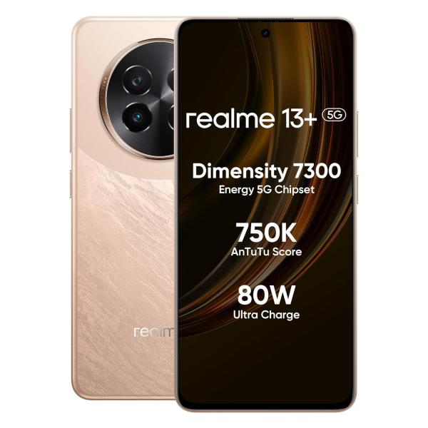 realme 13+ 5G (Victory Gold, 8GB RAM, 128GB Storage) 6.67" AMOLED Display | 80W Ultra Charging DAK | Dimensity 7300E Processor