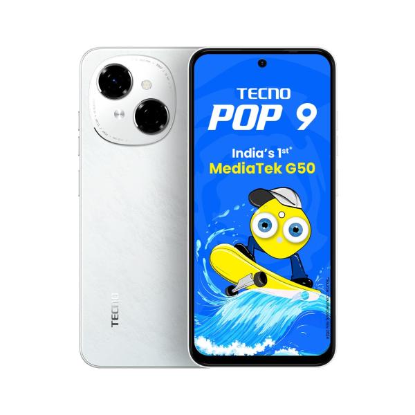 Tecno POP 9 (Glittery White, 3GB+64GB) |India's 1st Mediatek G50 | IP54 Rated | IR Remote | Dual Speaker with DTS | 36 Month Lag Free Fluency | 15W Fast..