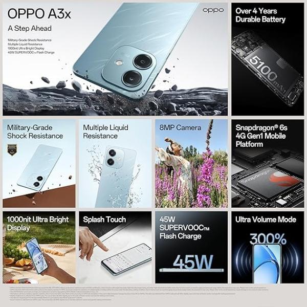 OPPO A3X 4G (Nebula Red, 4GB RAM, 64GB Storage)