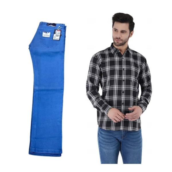 JEANS  WITH CHECKERED SHIRT COMBO