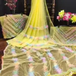 Yellow colored Net Saree