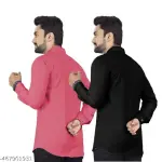 Solid Spread Collar Casual Full Sleeve Cotton Shirt | ( Pack Of 2 Shirt )