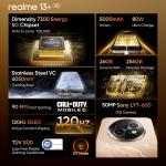 realme 13+ 5G (Victory Gold, 8GB RAM, 128GB Storage) 6.67" AMOLED Display | 80W Ultra Charging DAK | Dimensity 7300E Processor
