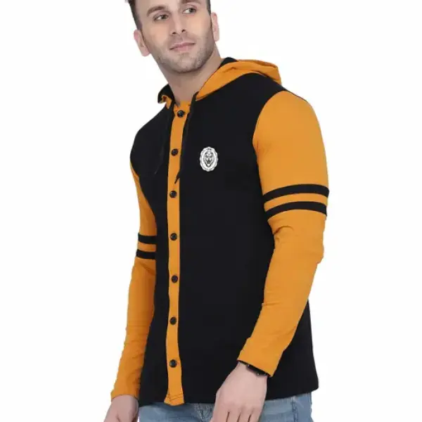 Men's Jacket Long Sleeve Multicolor Hooded Neck