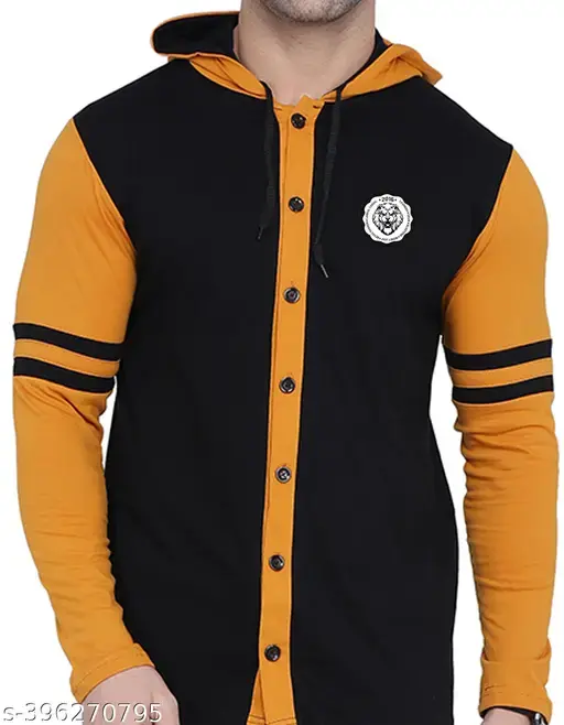 Men's Jacket Long Sleeve Multicolor Hooded Neck
