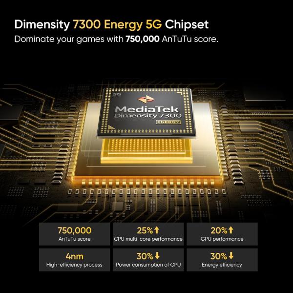 realme 13+ 5G (Victory Gold, 8GB RAM, 128GB Storage) 6.67" AMOLED Display | 80W Ultra Charging DAK | Dimensity 7300E Processor