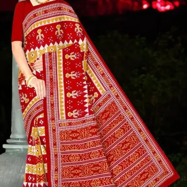  Pure Cotton Sambalpuri Pasapalli Saree