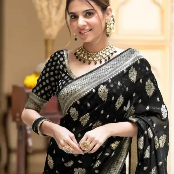  Woven BanarasiSilk Jacquard Saree