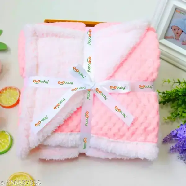 BABY Blanket for All Seasons, Fur Blankets for Baby, Fluffy Blanket for Both Baby Boys and Baby Girls up to 12 Months, Baby Wrapper, Newborn Baby Blanket (Pink - 100x80 cm)