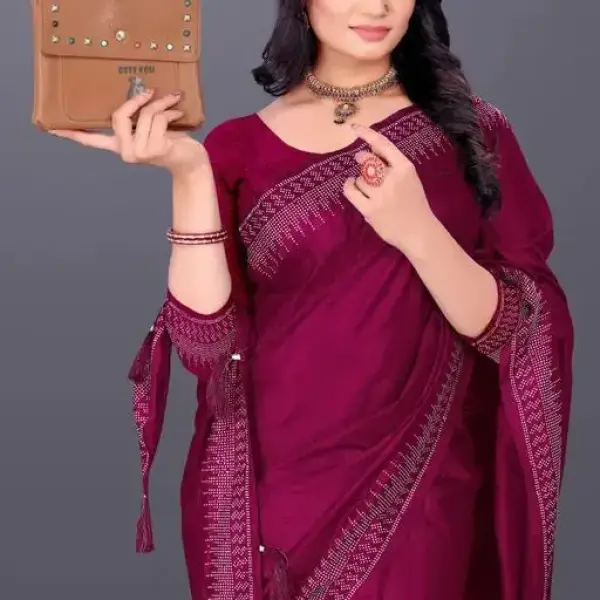 Hot Fix Silk Saree