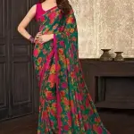 Georgette Green Saree