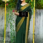  Two-Tone Chiffon Green Lace border Saree