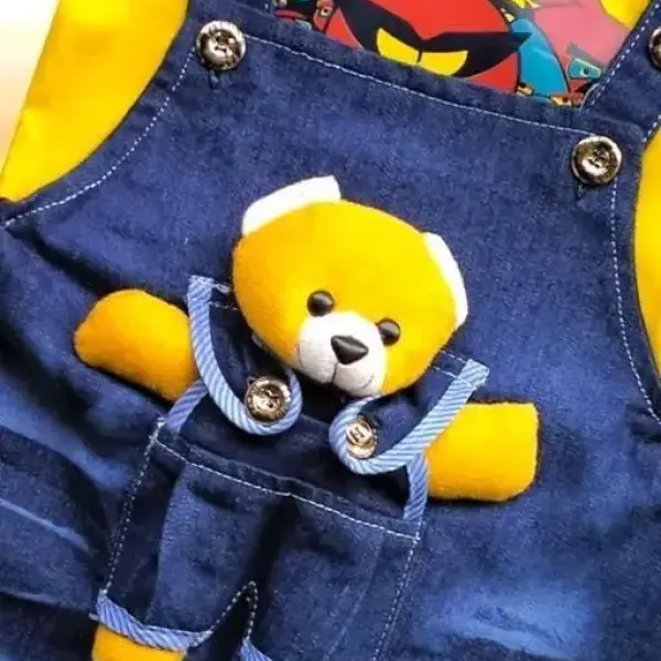 Dungaree For Baby Boys & Baby Girls Casual Printed Denim (Yellow, Pack of 1)