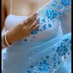  BEAUTIFUL NET FABRIC FLORAL EMBROIDERY WORK SAREE
