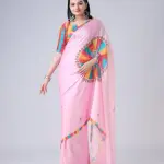 Women's satin silk Digital print saree