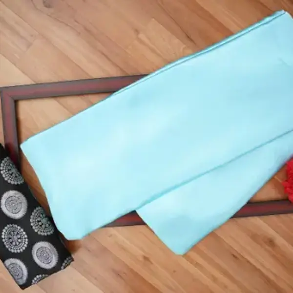 Sana Silk Satin Silk Aqua Blue Embroidered Saree
