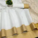  Kasavu Cotton Blend White Saree