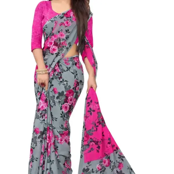 Dailywear Georgette Grey Printed Saree