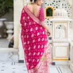  Jacquard Gold Zari Woven Litchi Silk Traditional Soft Banarasi Saree