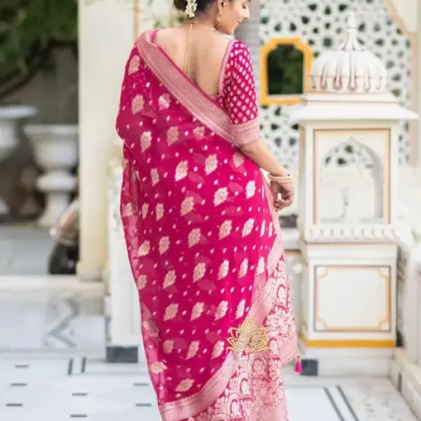  Jacquard Gold Zari Woven Litchi Silk Traditional Soft Banarasi Saree
