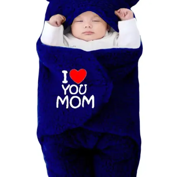Baby Sleeping Bag Newborn Hooded Swaddle Security Wrap Bag For Baby Boys And Baby Girls Blue