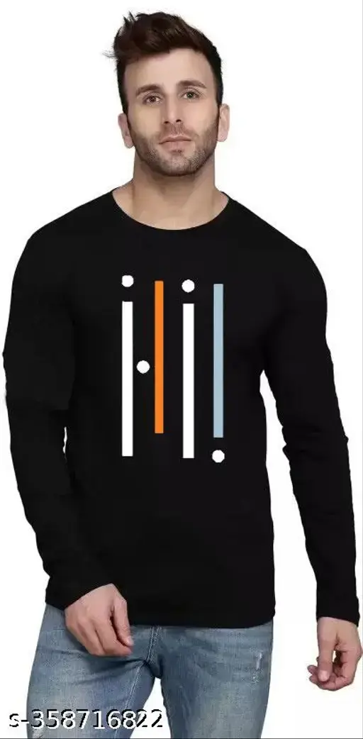 Solid Men Printed Round Neck T-Shirt FULL BLACK AVENGER