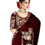 Velvet Embroidery Border Saree