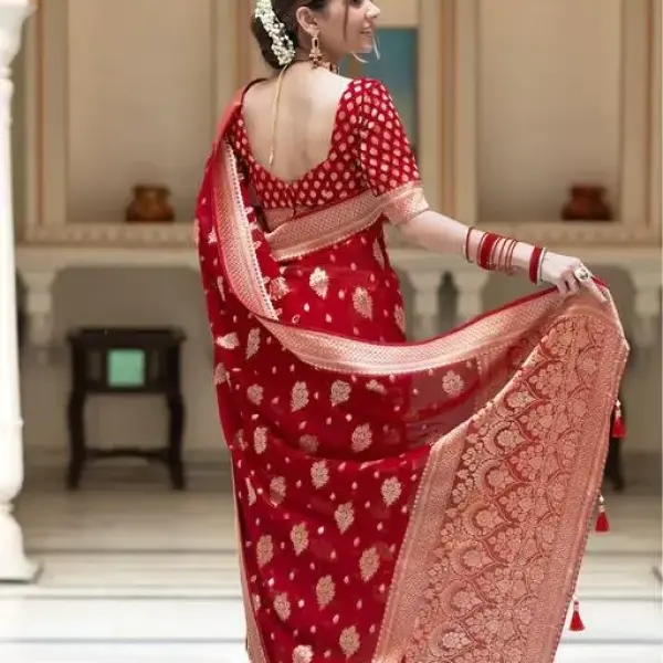 Woven BanarasiSilk Jacquard Saree