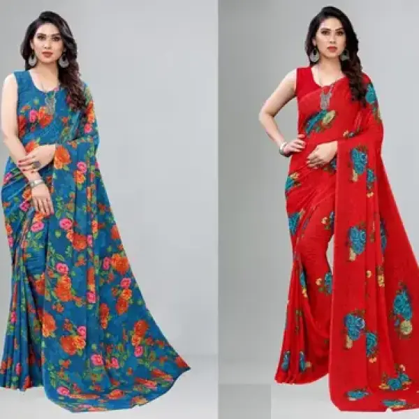  Fashionable Georgette Saree (Pack Of 2)