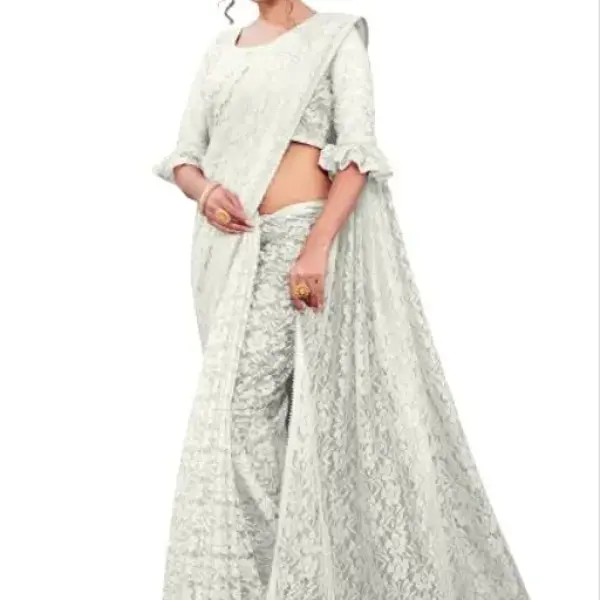 Ami White Rasal Saree