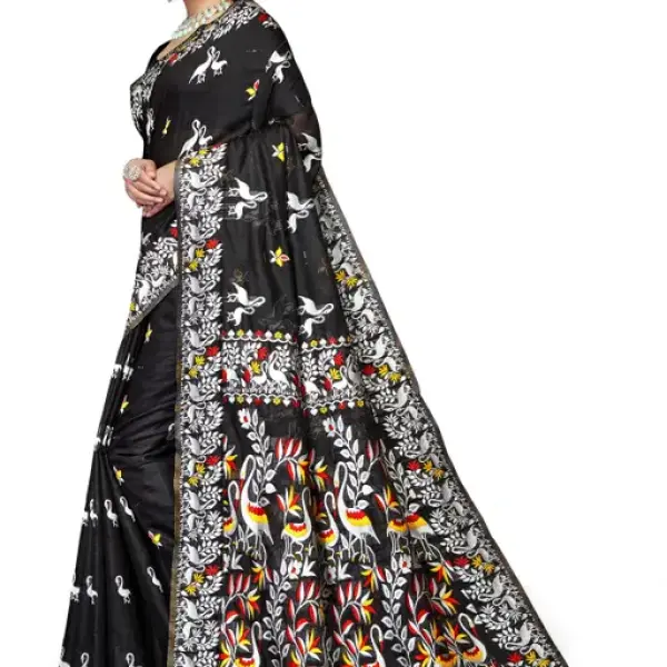  BROYAAR SHOP Jamdani Designer Cotton Blend Silk Saree