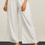 Women's Solid Woven Viscose Mid Rise Basic Relaxed Fit Palazzos