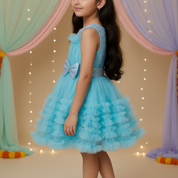 Hopscotch Girls Sleeveless All Over Print Peach Party Dresses